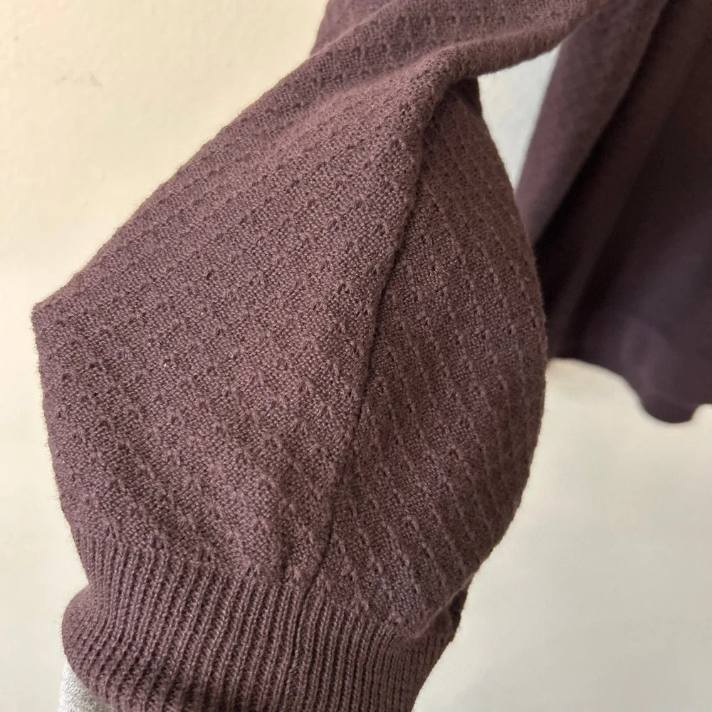 Cotton On‎ Men's Brown Cotton Textured Knit Long Sleeve Polo Sweater Large
